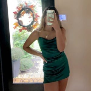 Side Slit Satin A Line Cami Dress